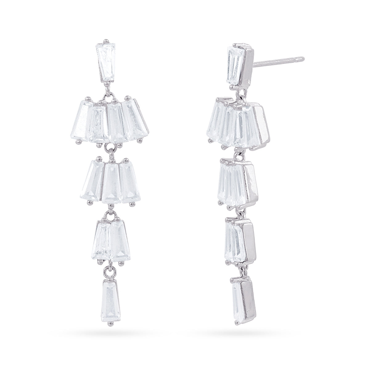 Pendientes largos Alma circonitas escalón Plateado Anartxy