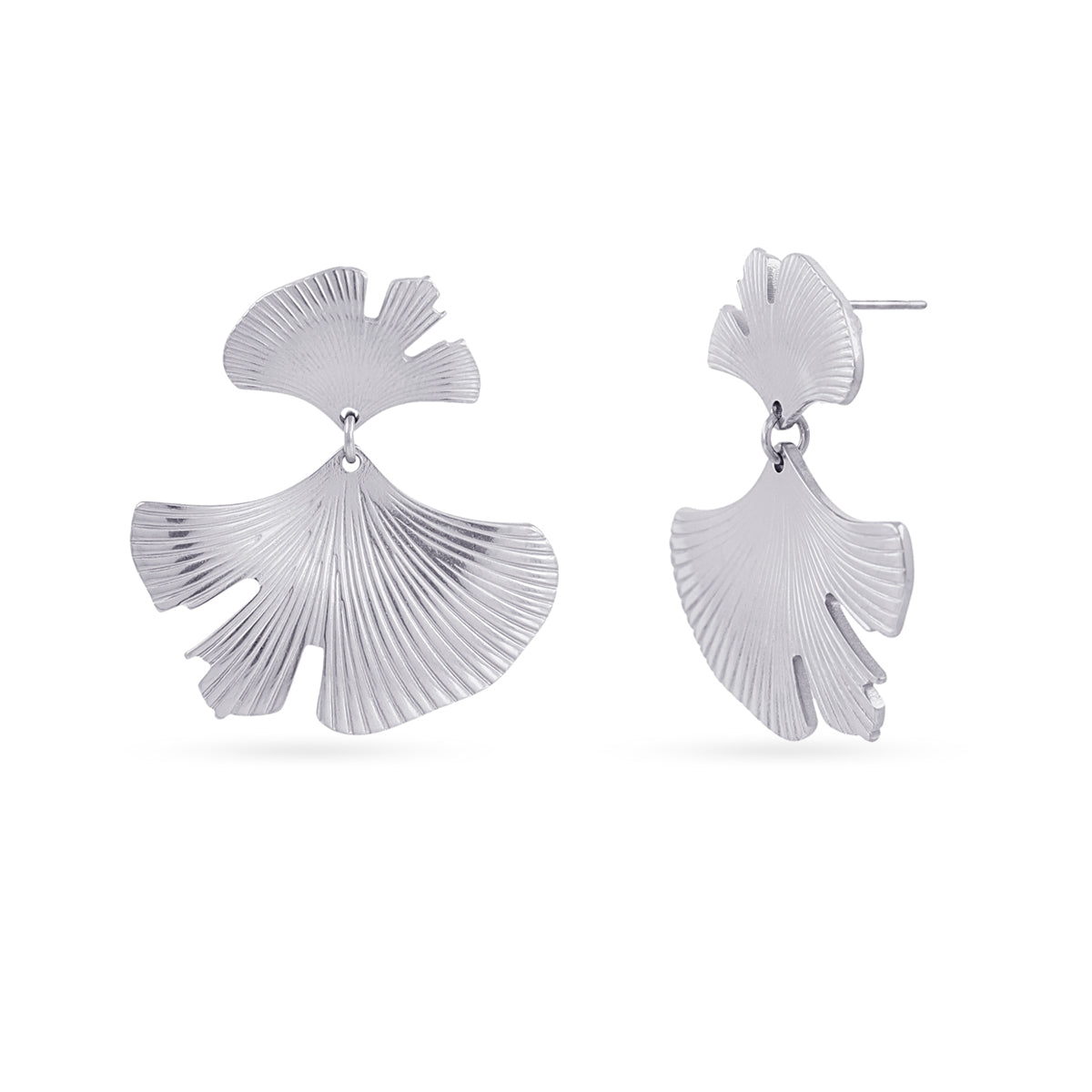Pendientes largos Esentials hoja abanico Plateado Anartxy