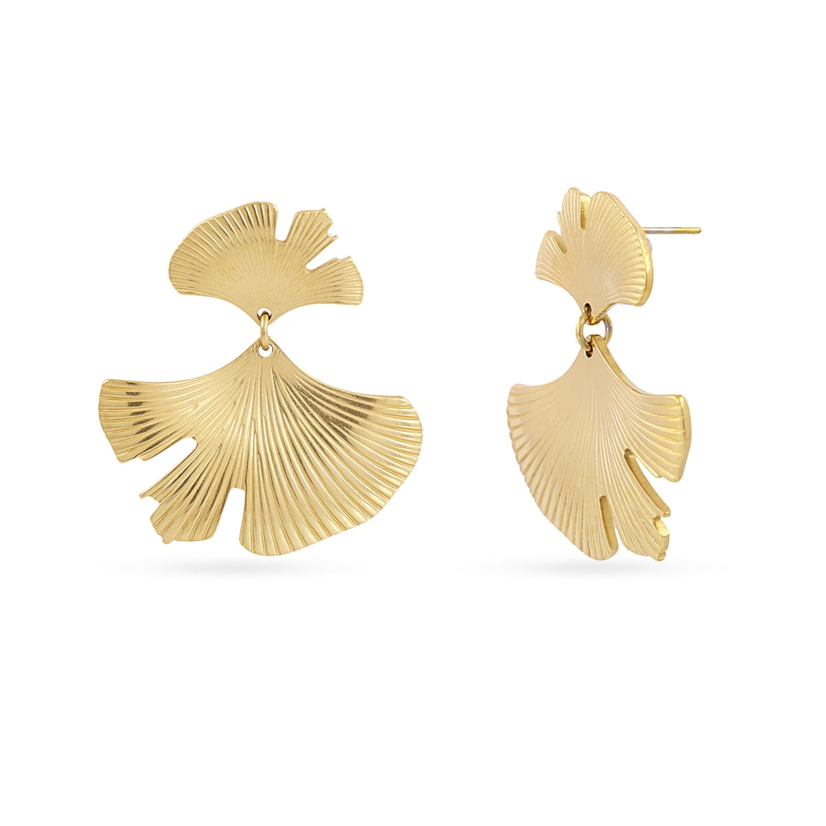 Pendientes largos Esentials hoja abanico Dorado Anartxy