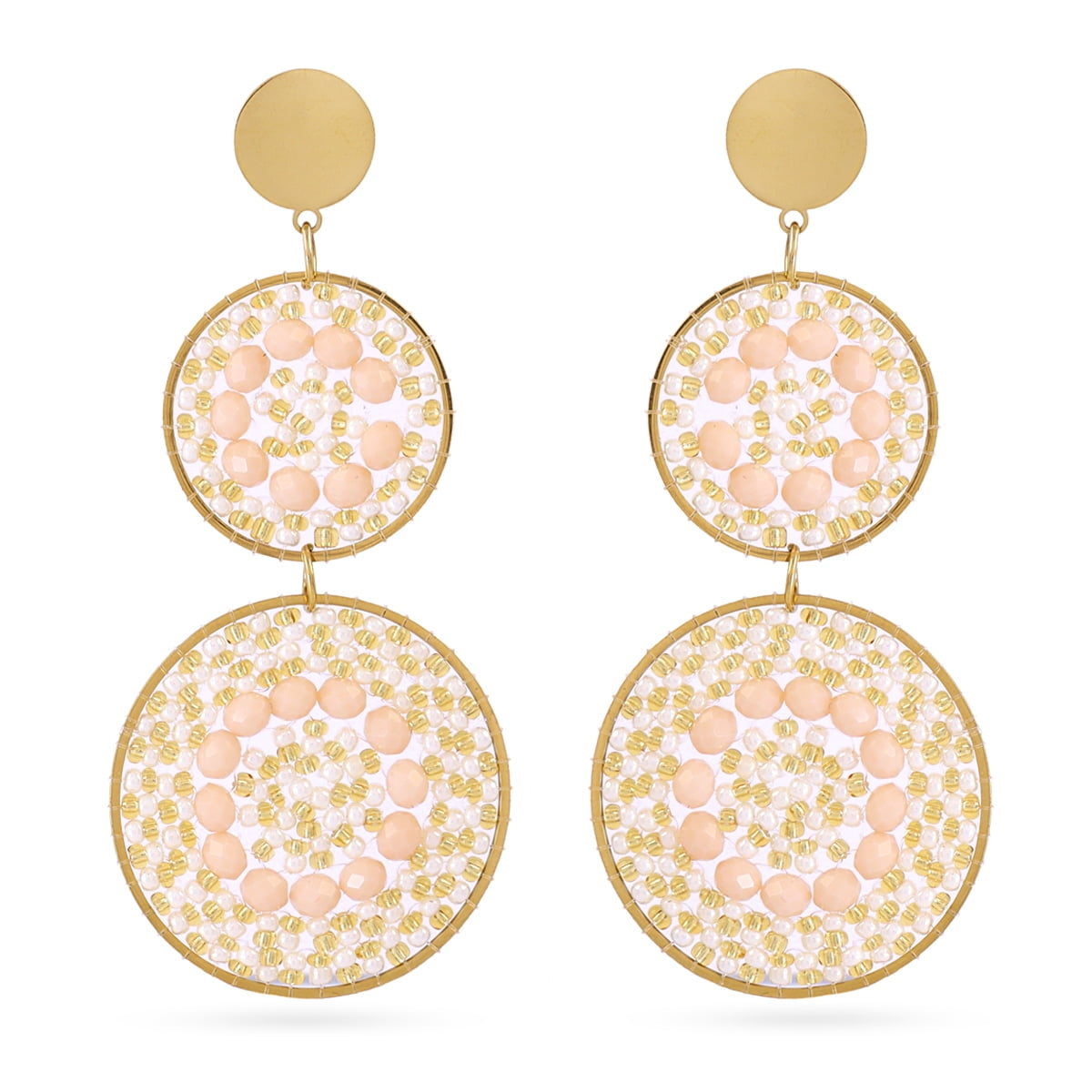 Pendientes largos Solea doble mandala Beige Anartxy