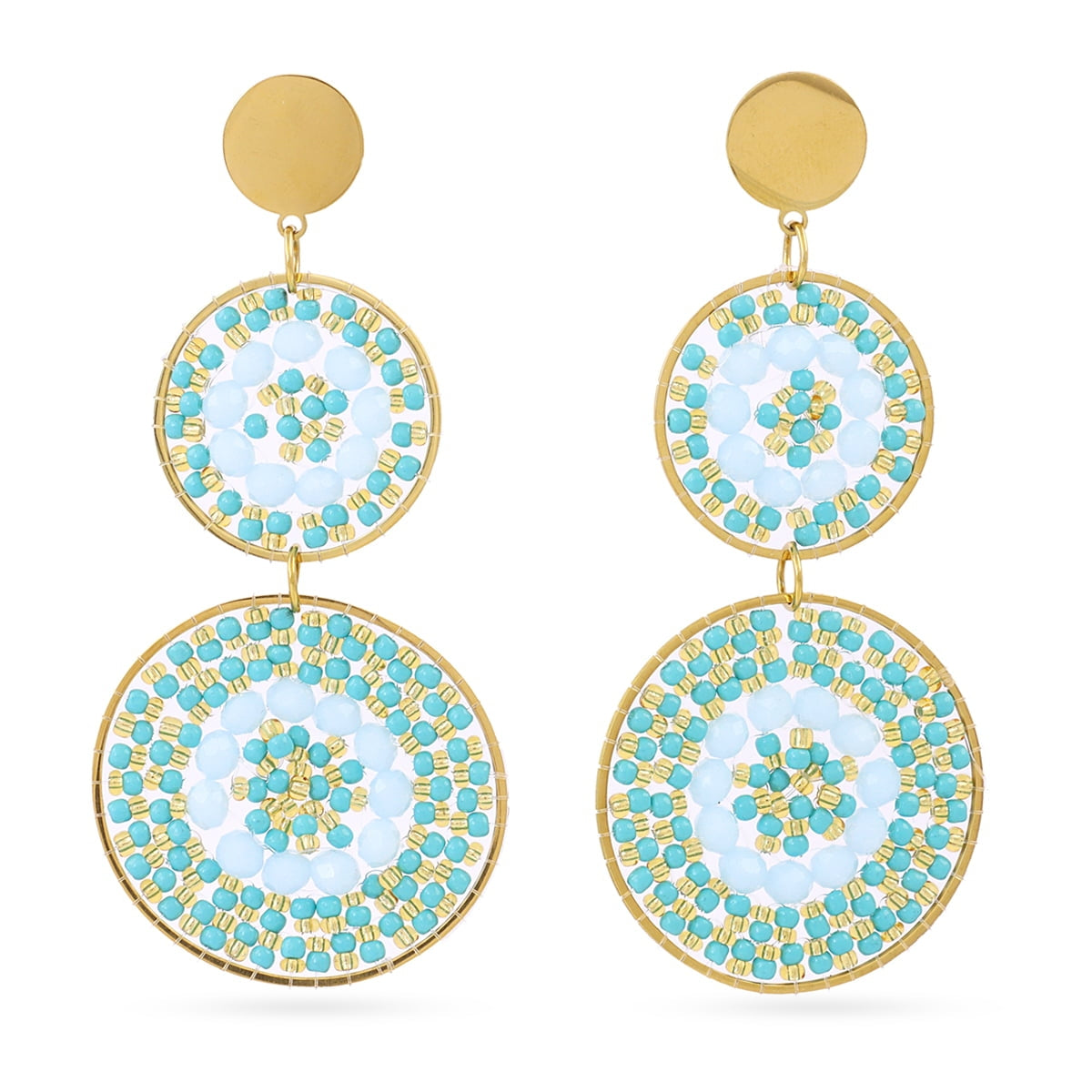 Pendientes largos Solea doble mandala Turquesa Anartxy