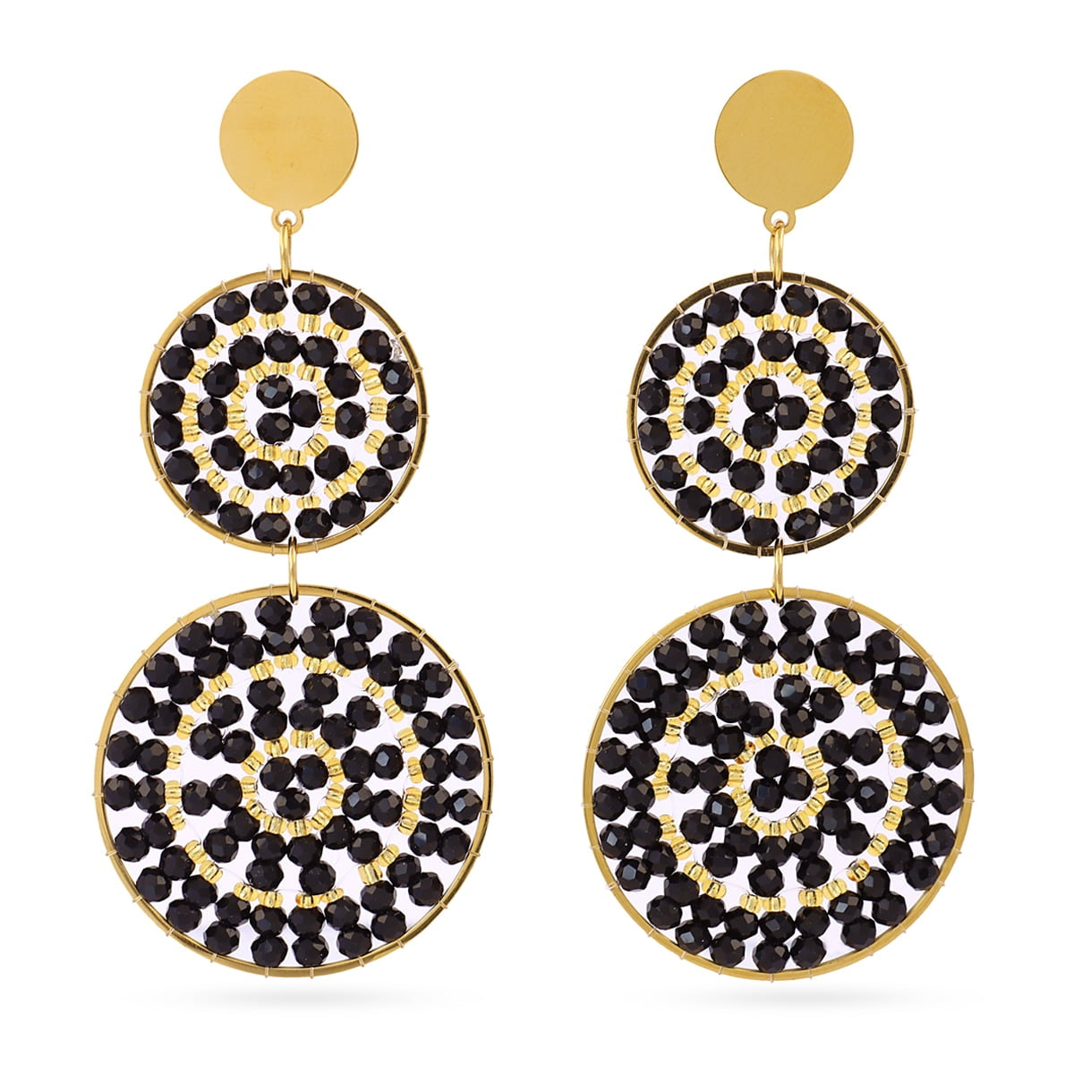 Pendientes largos Solea doble mandala Negro Anartxy