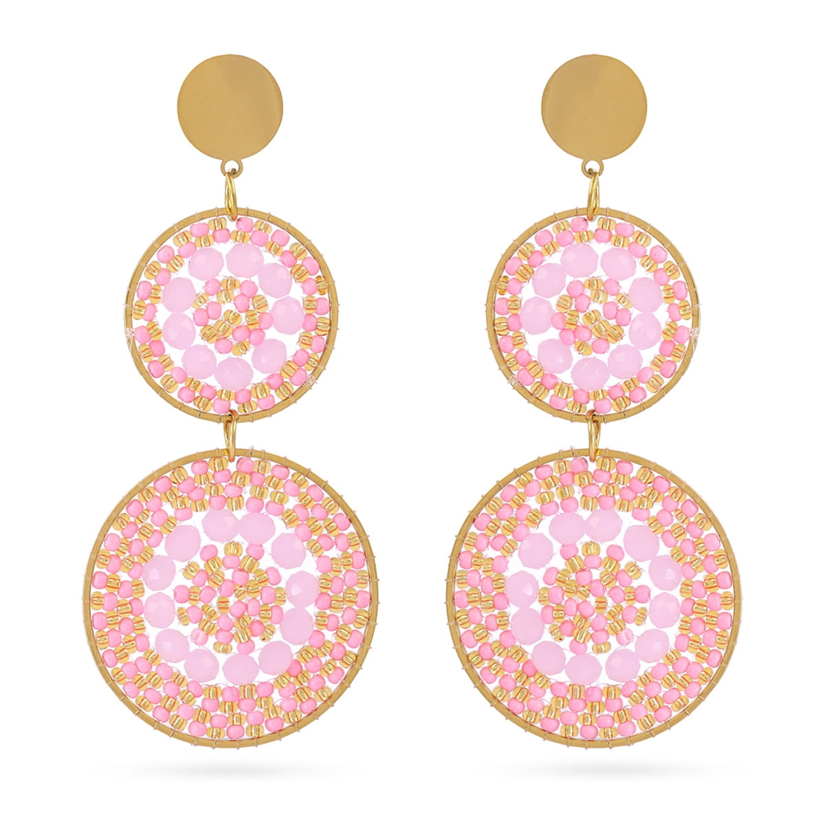 Pendientes largos Solea doble mandala Rosa Anartxy