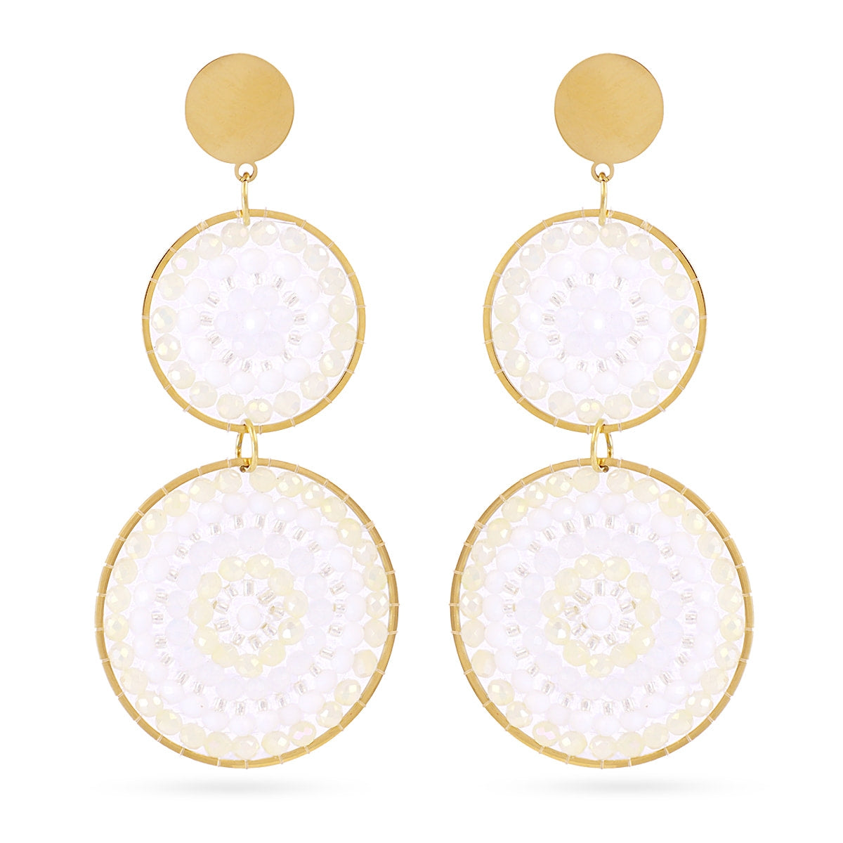 Pendientes largos Solea doble mandala Blanco Anartxy