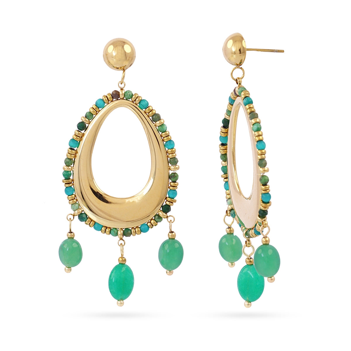 Pendientes largos Spirit boho Verde Anartxy