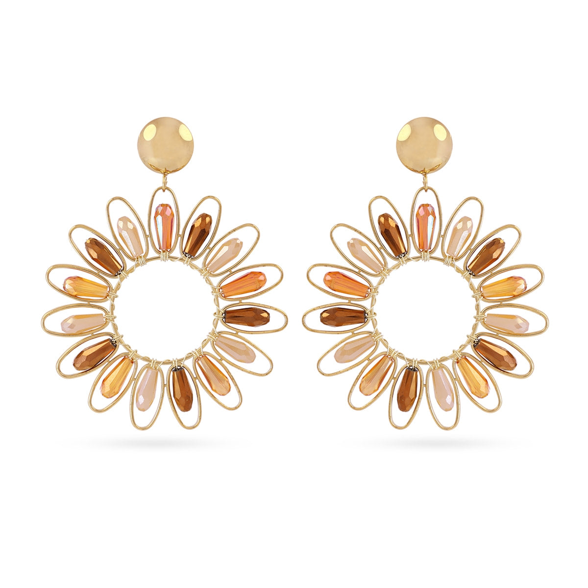 Pendientes largos Spirit flor solar Café Anartxy