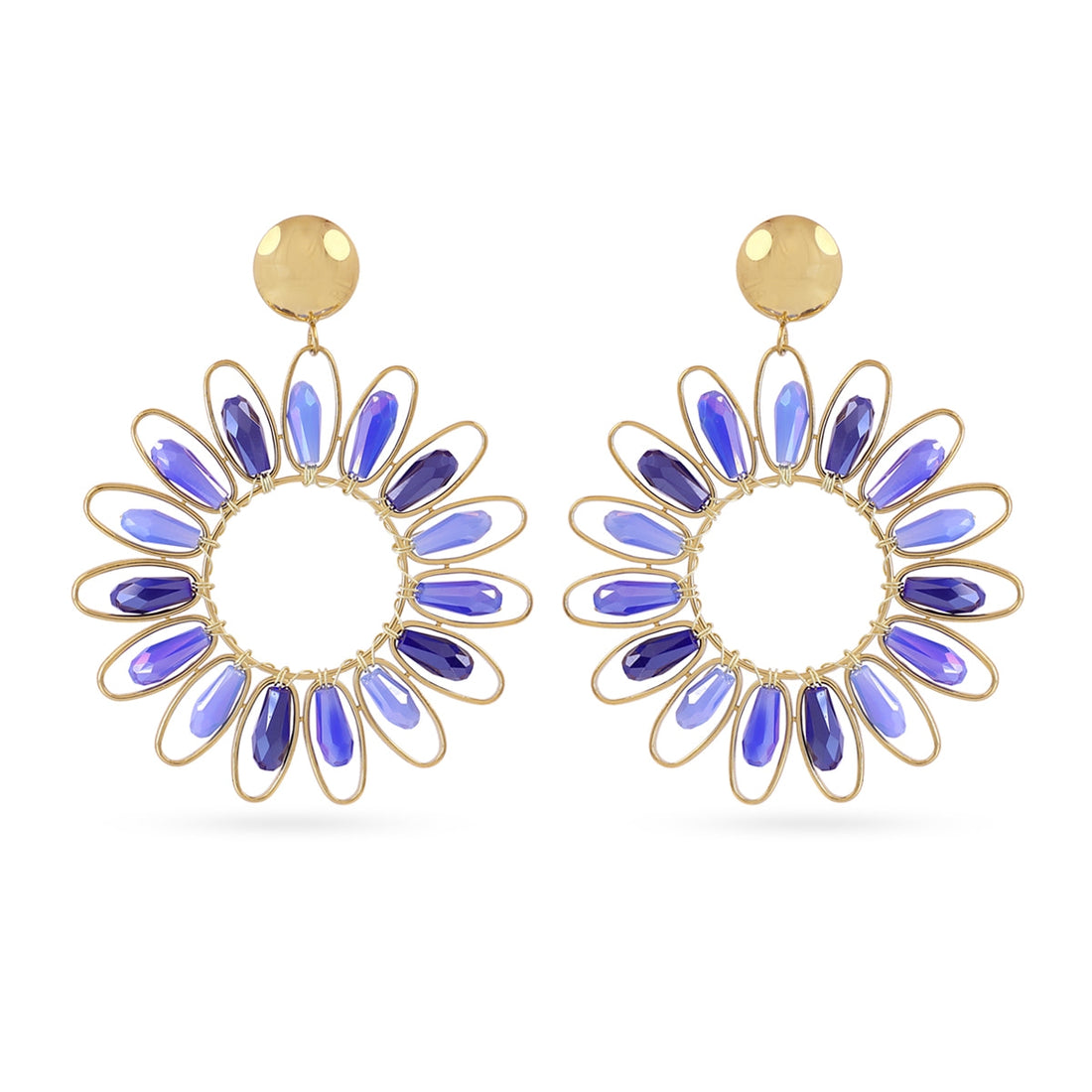Pendientes largos Spirit flor solar Azul Anartxy