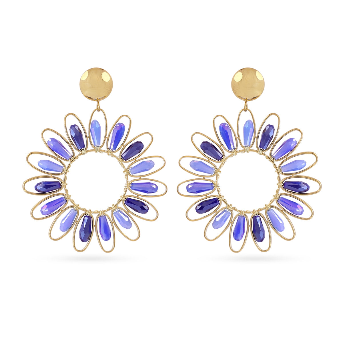 Pendientes largos Spirit flor solar Azul Anartxy