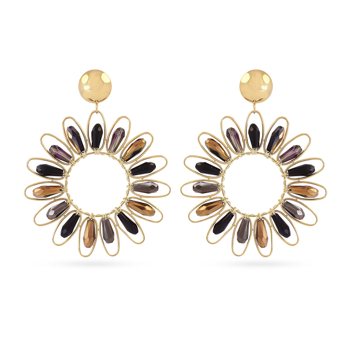 Pendientes largos Spirit flor solar Negro Anartxy