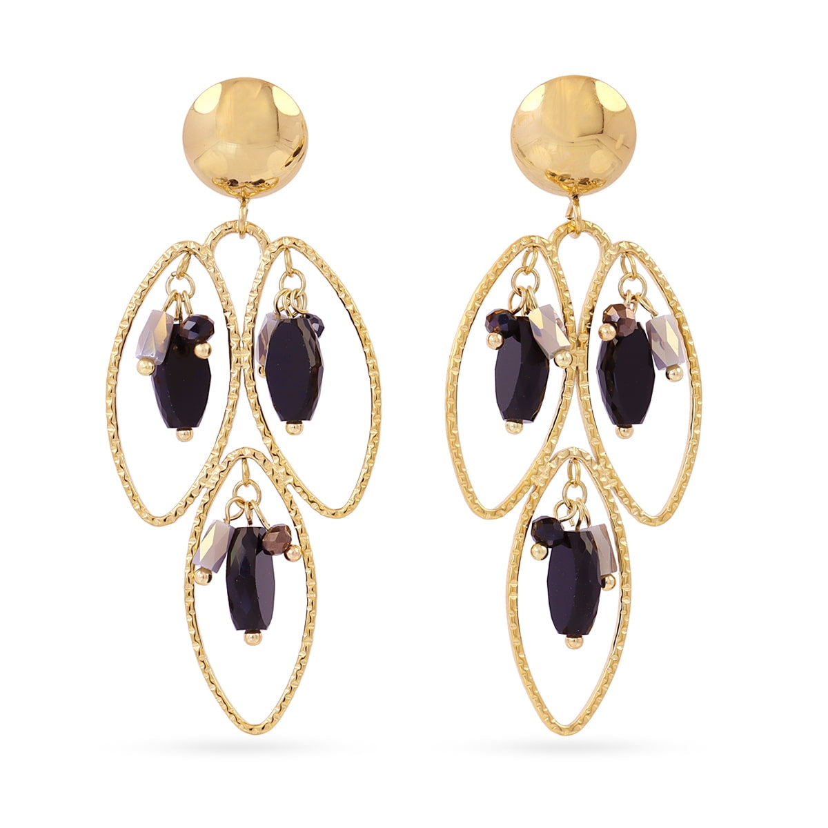 Pendientes largos Spirit pétalos colgantes Negro Anartxy