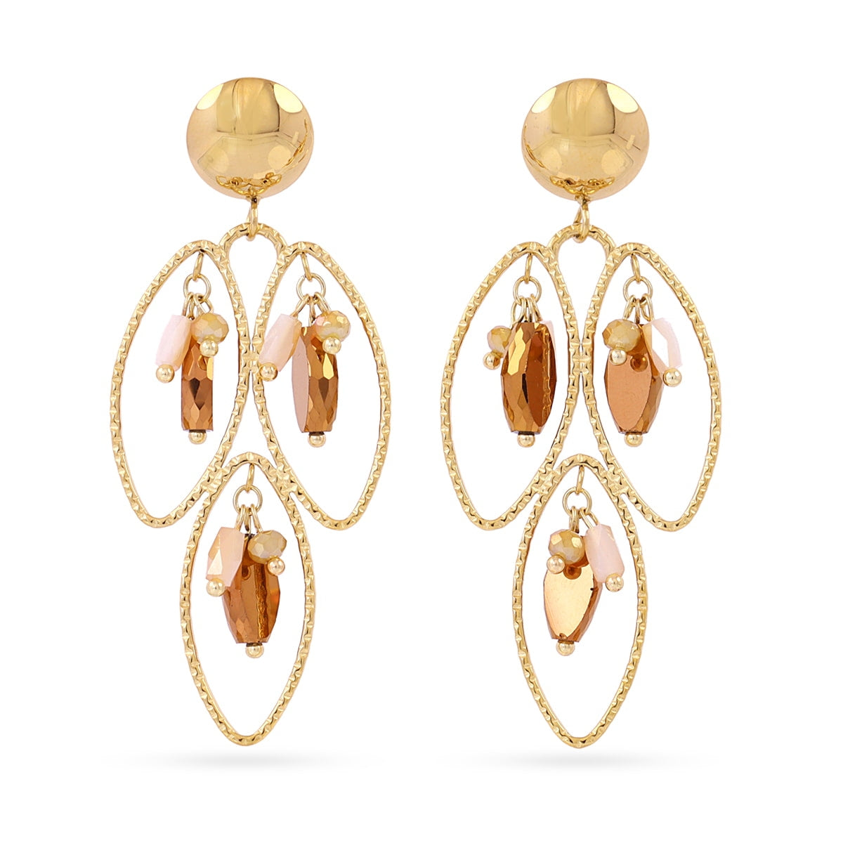 Pendientes largos Spirit pétalos colgantes Café Anartxy