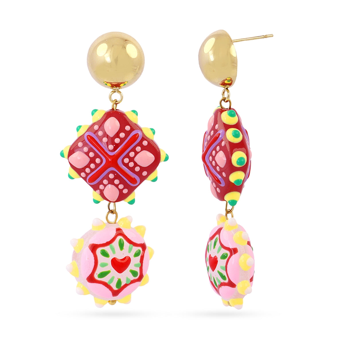Pendientes largos Trencadis mosaico Dorado Anartxy