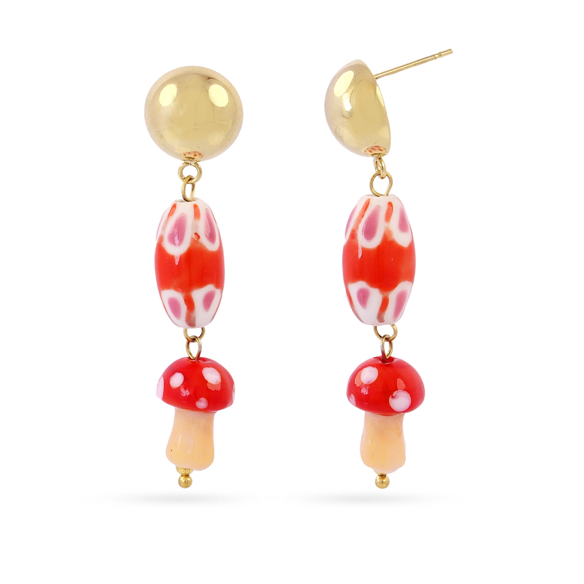 Pendientes largos Trencadis seta roja Dorado Anartxy