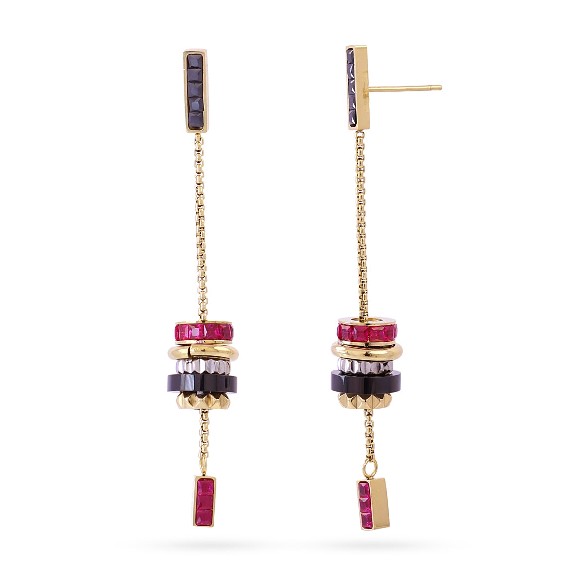 Pendientes largos Vandal cadena fina multicolor Combinado metalizado Anartxy