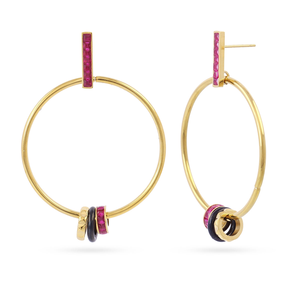 Pendientes largos Vandal colgantes multicolor Fucsia Anartxy