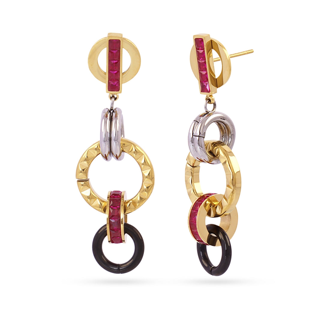 Pendientes largos Vandal entrelazados Combinado metalizado Anartxy