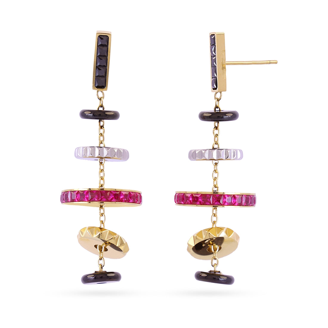 Pendientes largos Vandal placas multicolor Combinado metalizado Anartxy