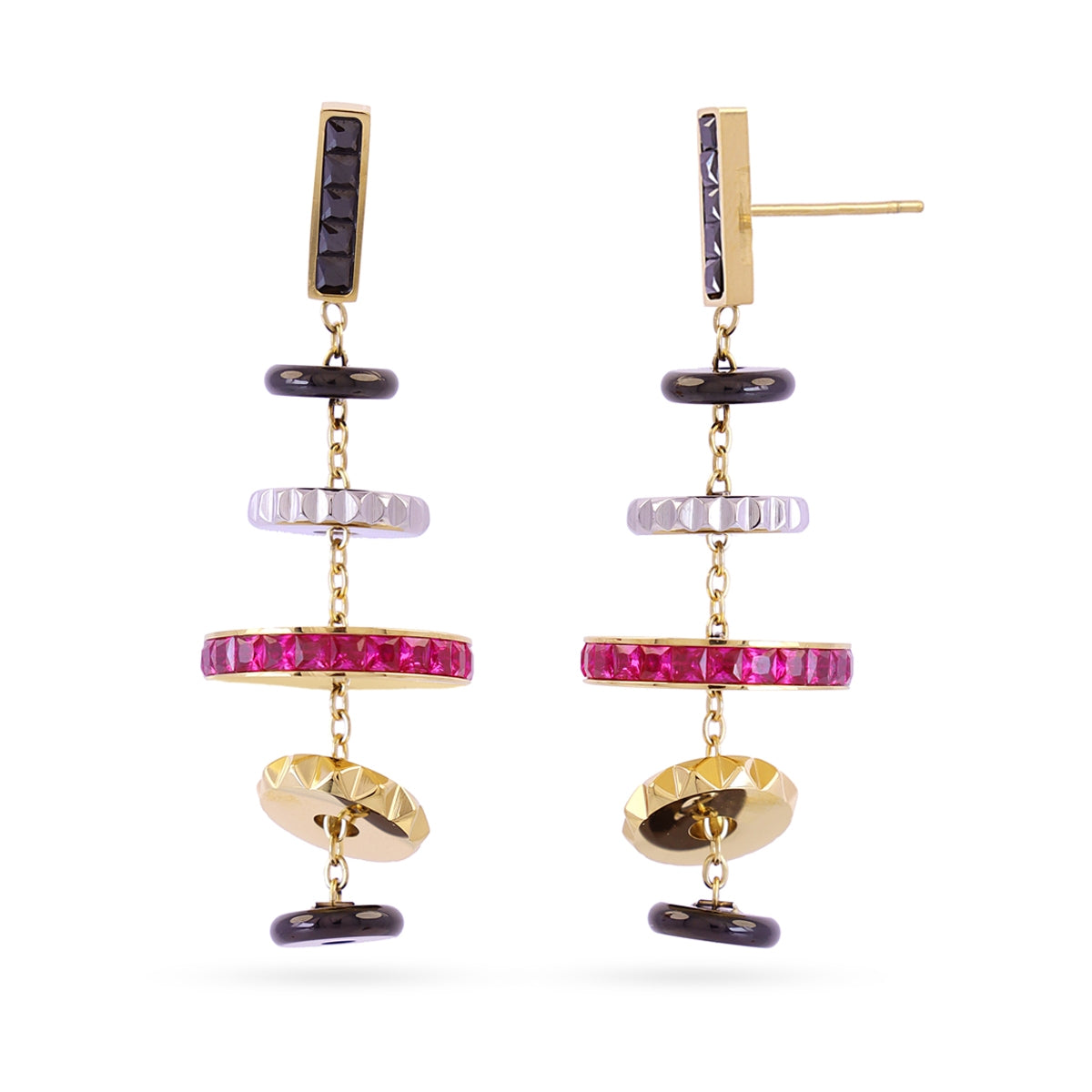 Pendientes largos Vandal placas multicolor Combinado metalizado Anartxy