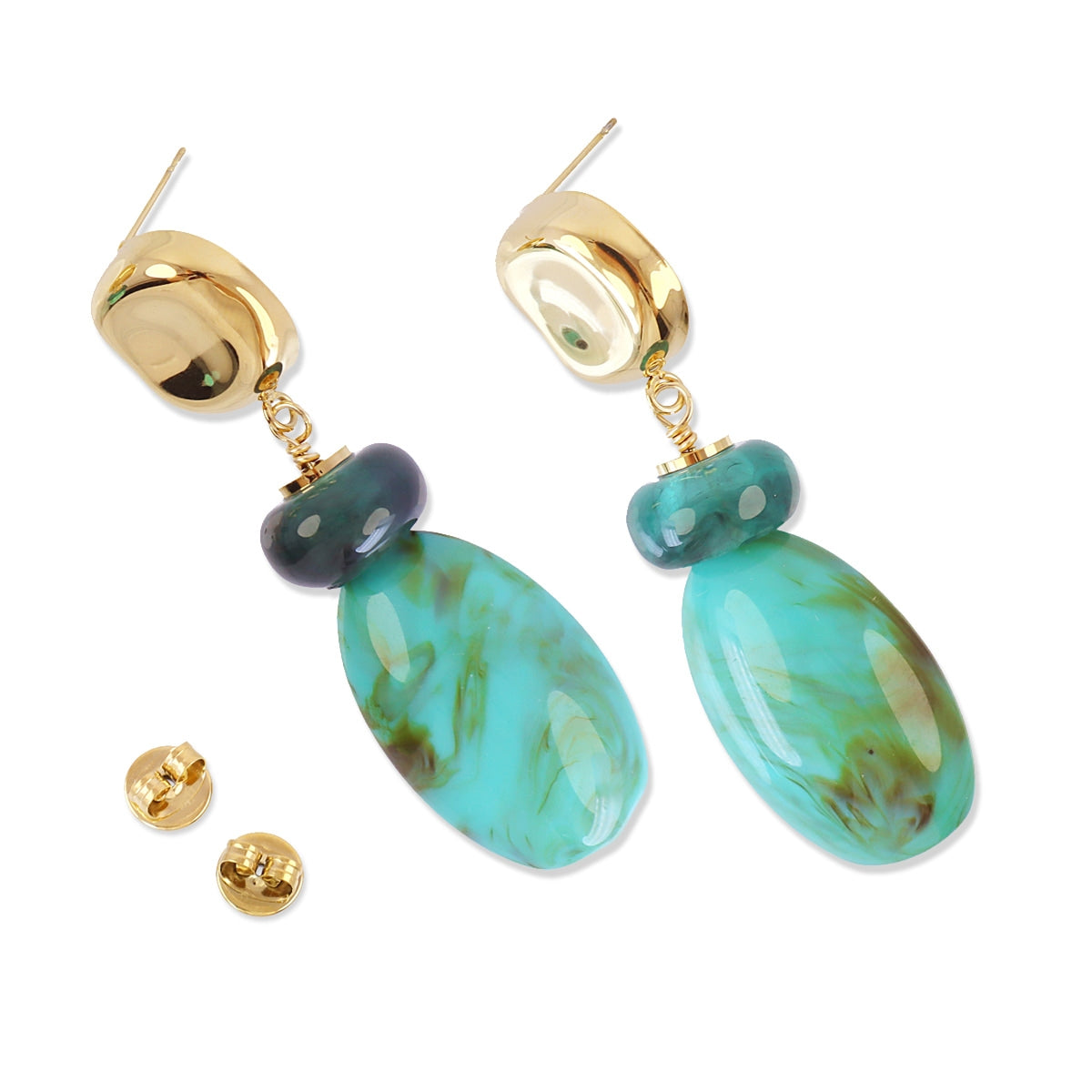 Pendientes Marbles Strata Turquesa Anartxy