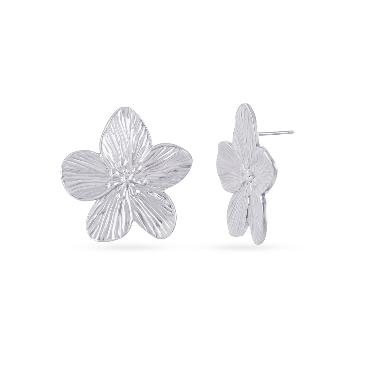 Pendientes mini Essentials flor orgánica Plateado Anartxy