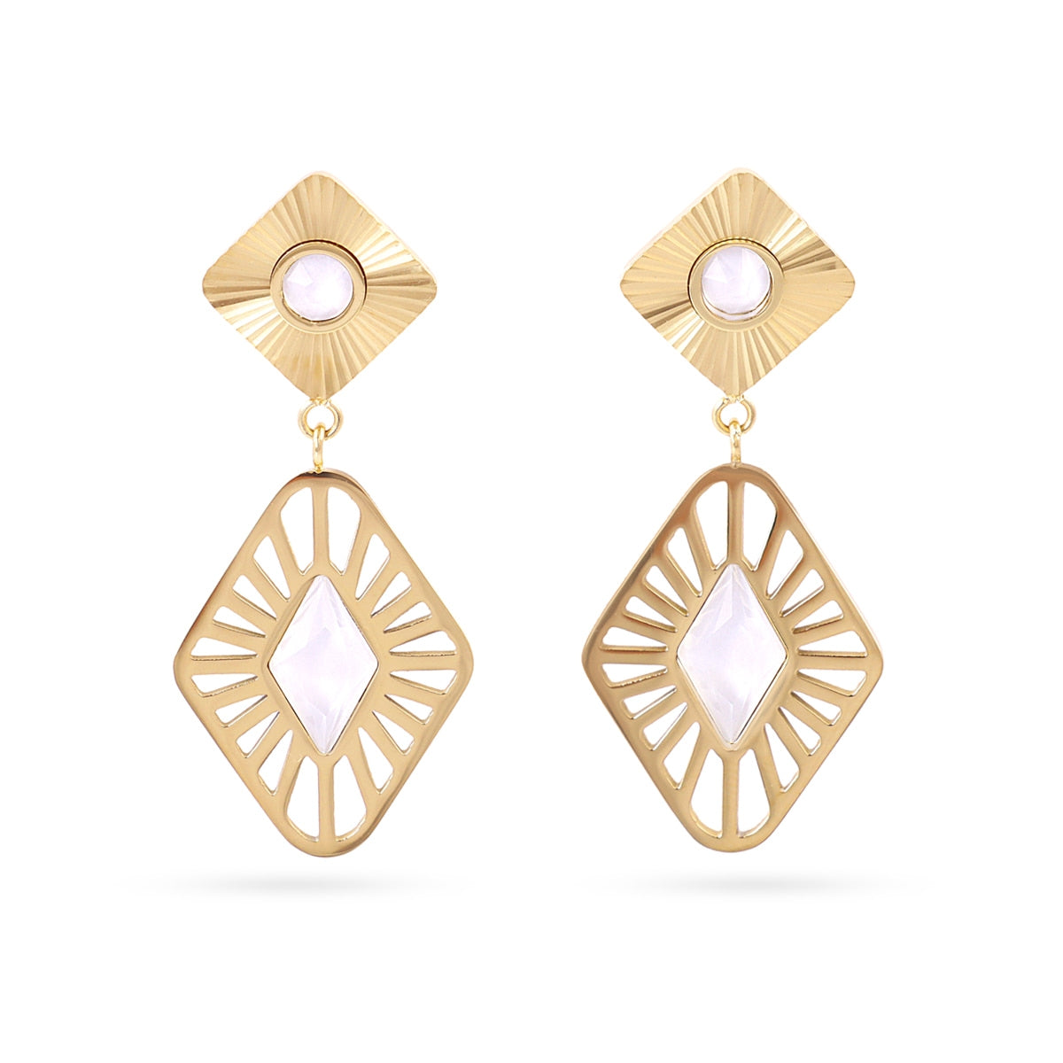 Pendientes Prisma Angled Blanco Anartxy