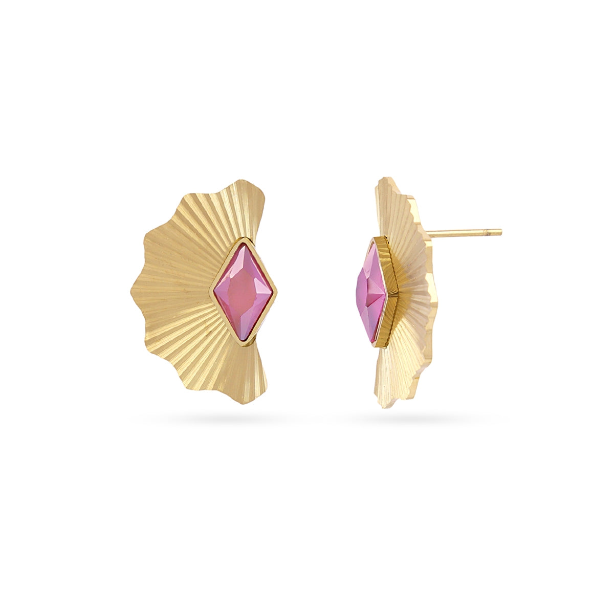 Pendientes Prisma botón textura Rosa Anartxy