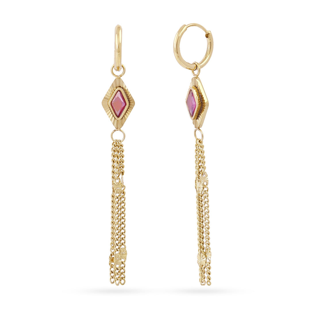 Pendientes Prisma cadena flecos Rosa Anartxy