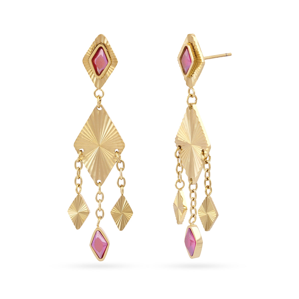 Pendientes Prisma flecos Rosa Anartxy