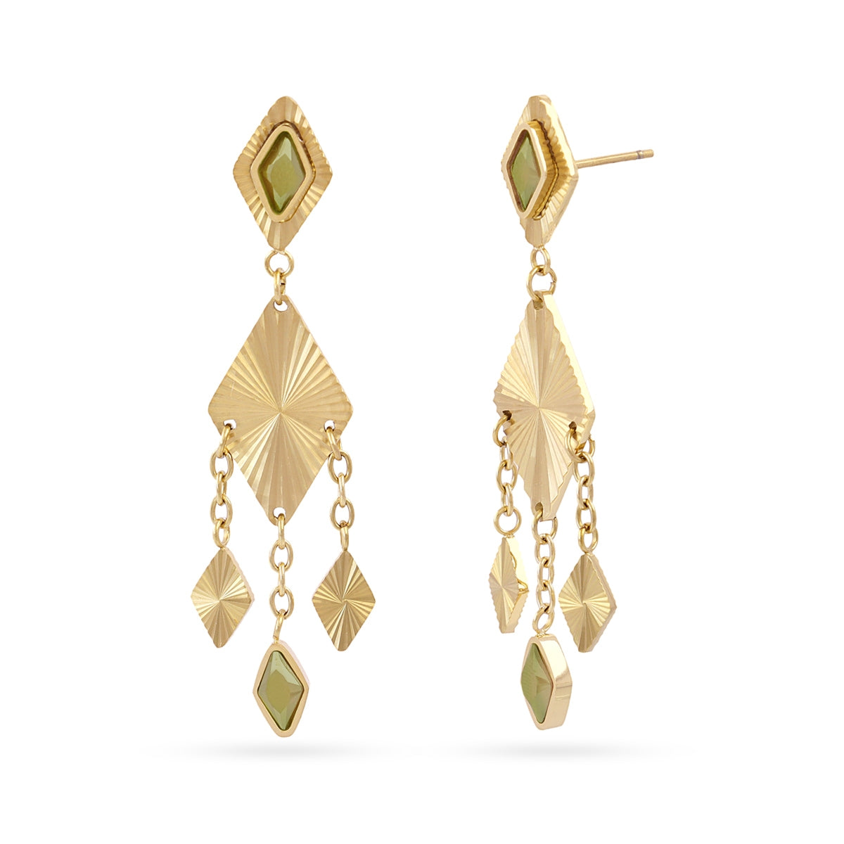 Pendientes Prisma flecos Verde Anartxy