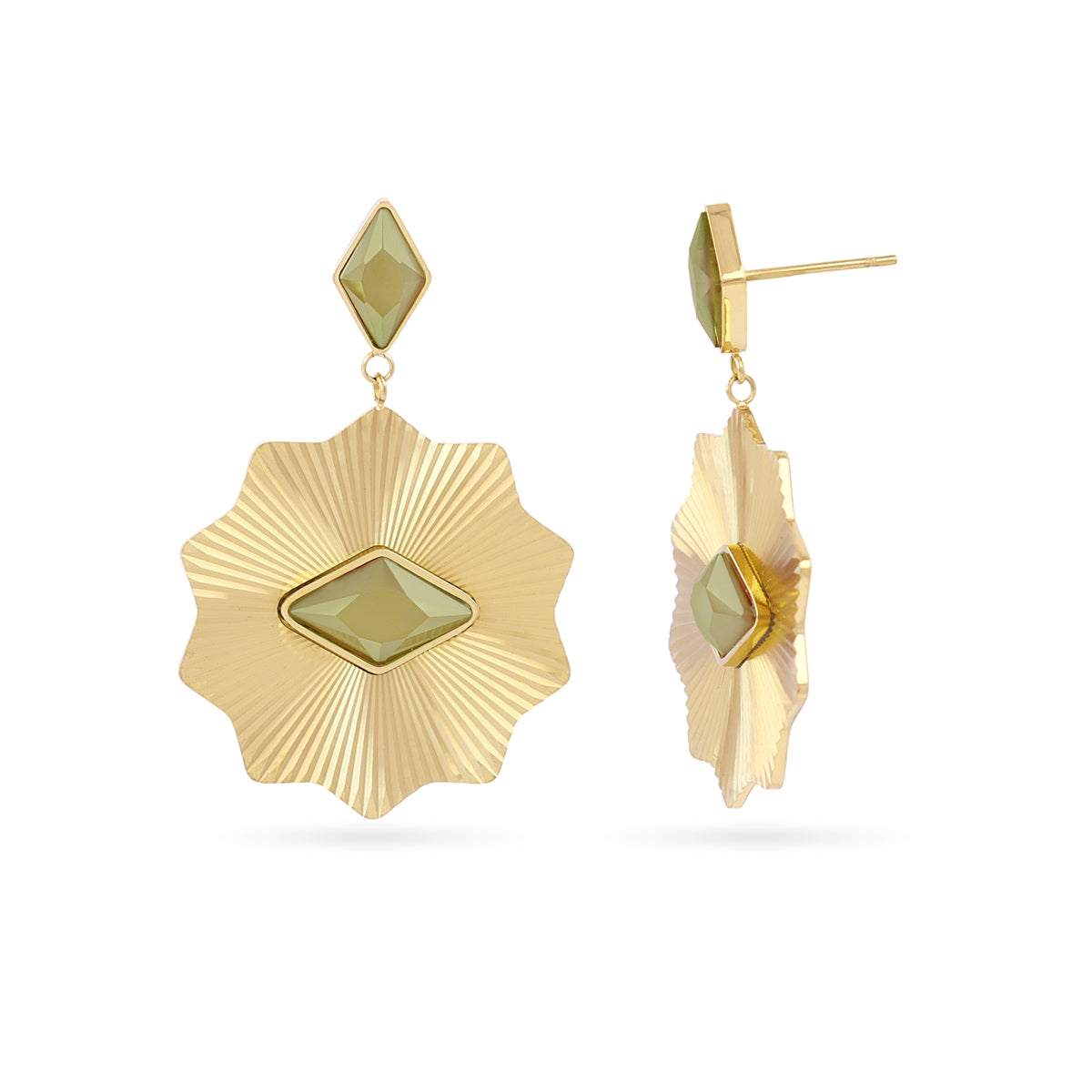 Pendientes Prisma textura colgantes Verde Anartxy