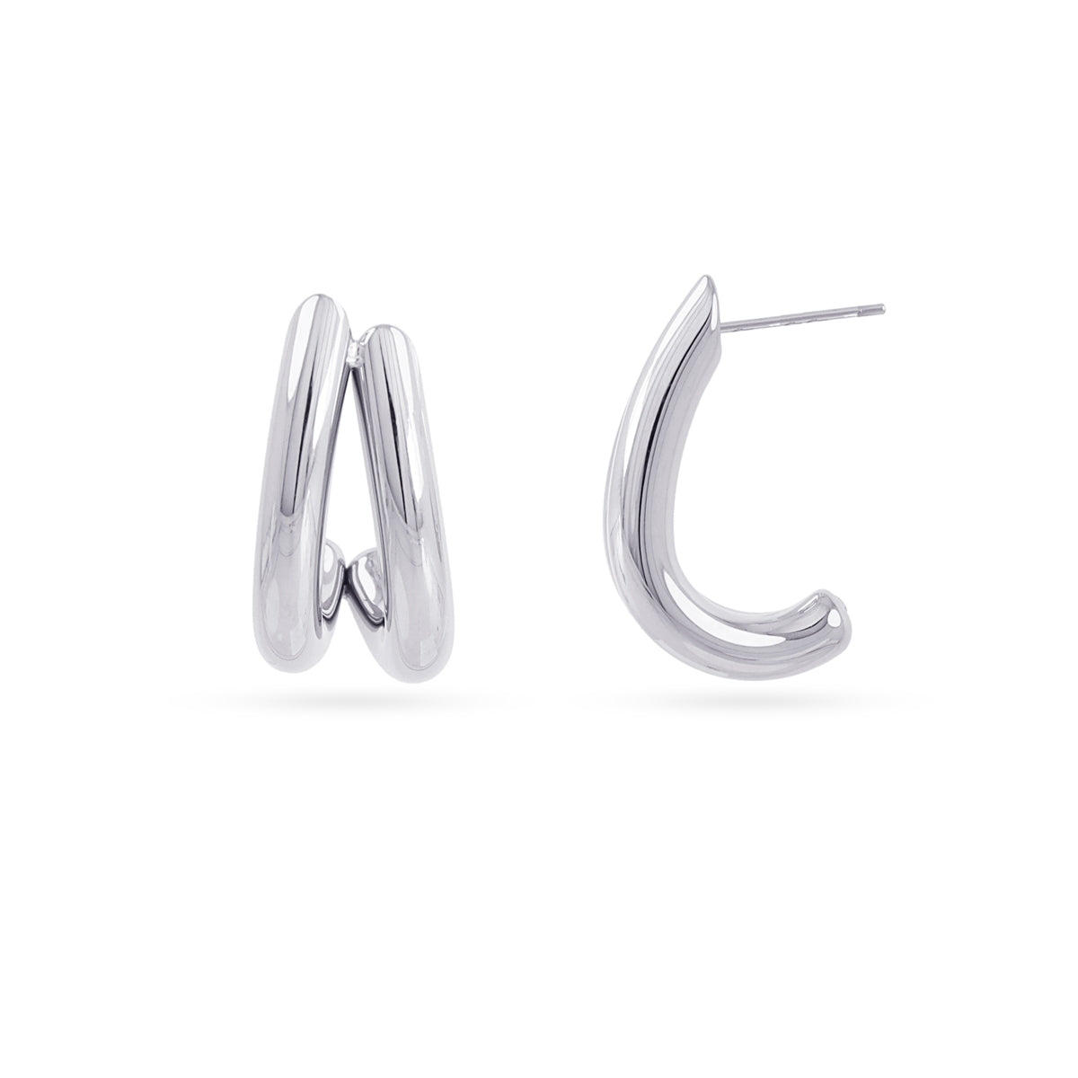 Pendientes semi aro doble fino Plateado Anartxy