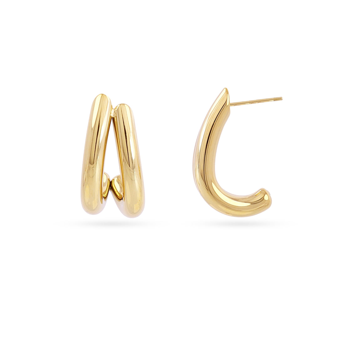 Pendientes semi aro doble fino Dorado Anartxy