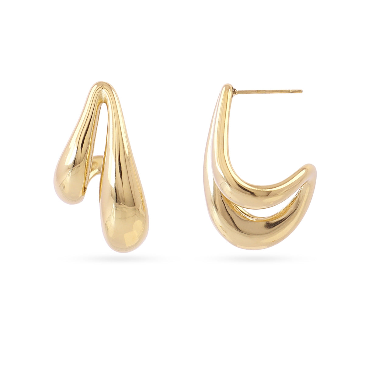 Pendientes semi aro irregular doble Dorado Anartxy