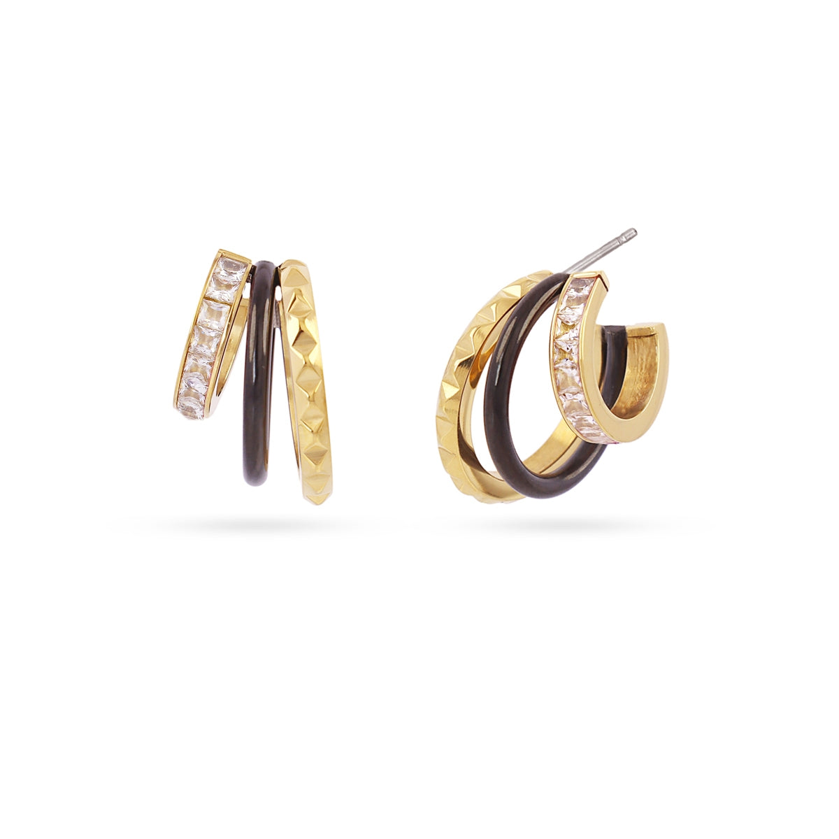 Pendientes Vandal multiaro fluido tricolor Blanco Anartxy