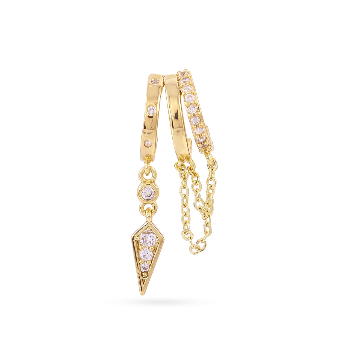 Piercing aro cadenas circonitas Dorado Anartxy