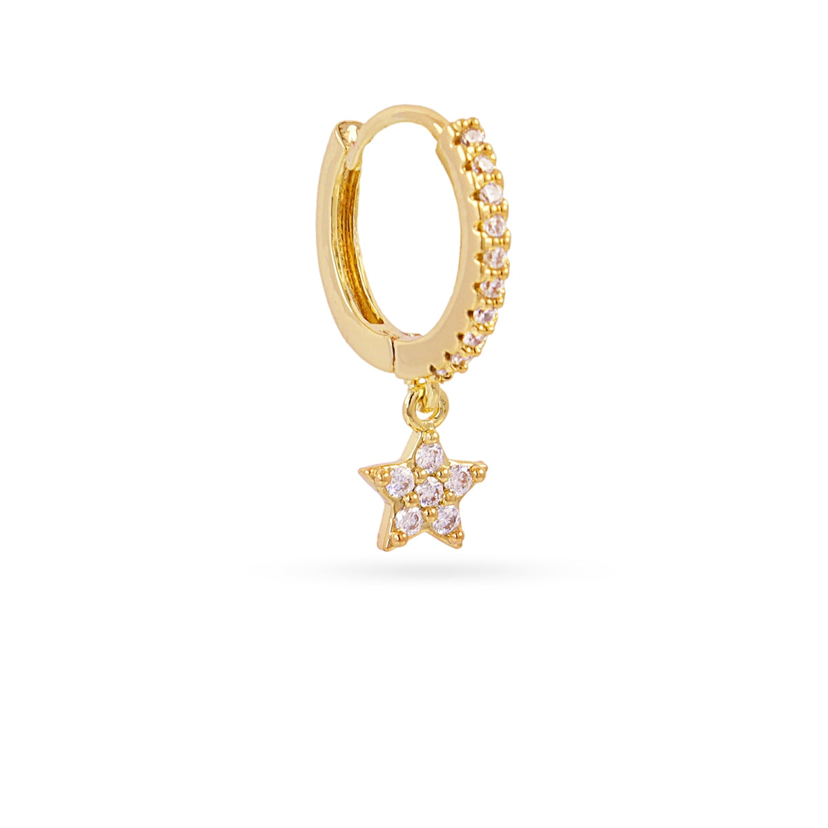 Piercing aro estrella colgante circonitas Dorado Anartxy