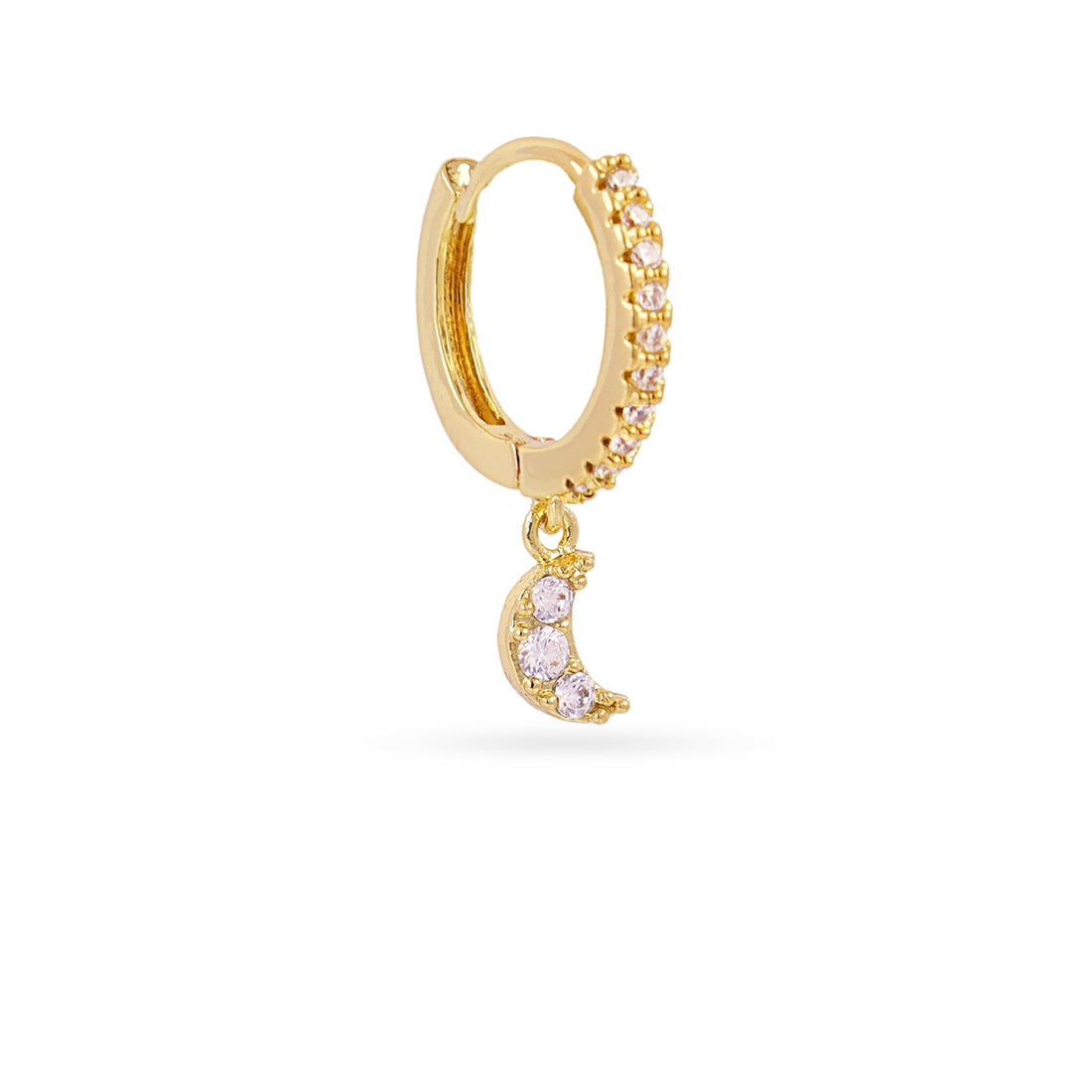 Piercing aro luna colgante circonitas Dorado Anartxy