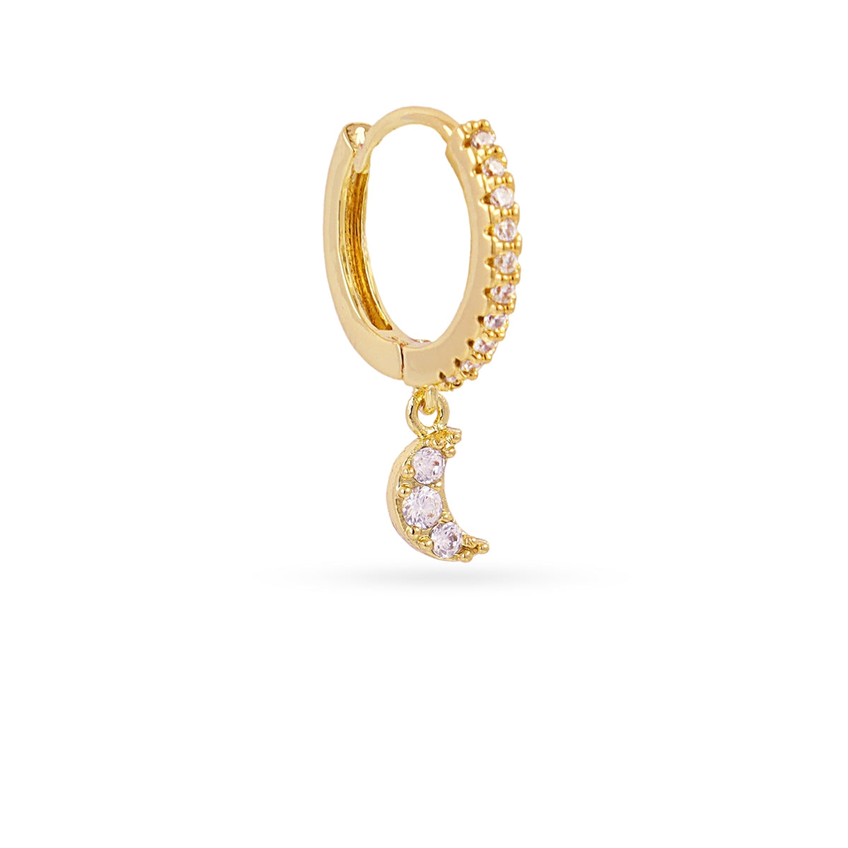 Piercing aro luna colgante circonitas Dorado Anartxy