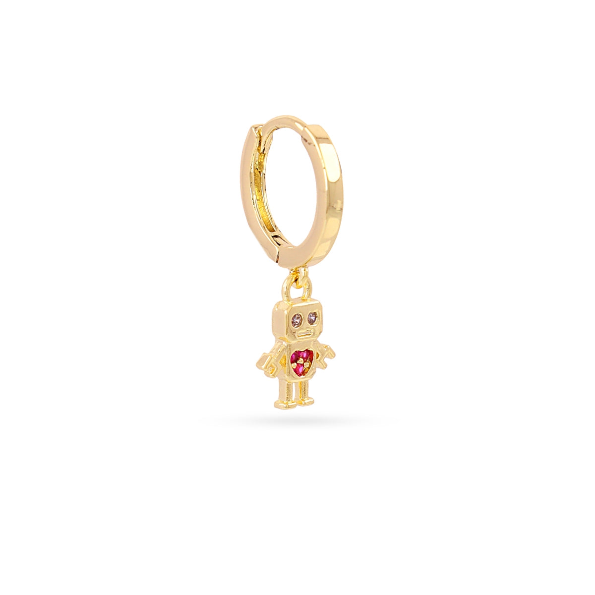 Piercing aro robot corazón circonita Dorado Anartxy