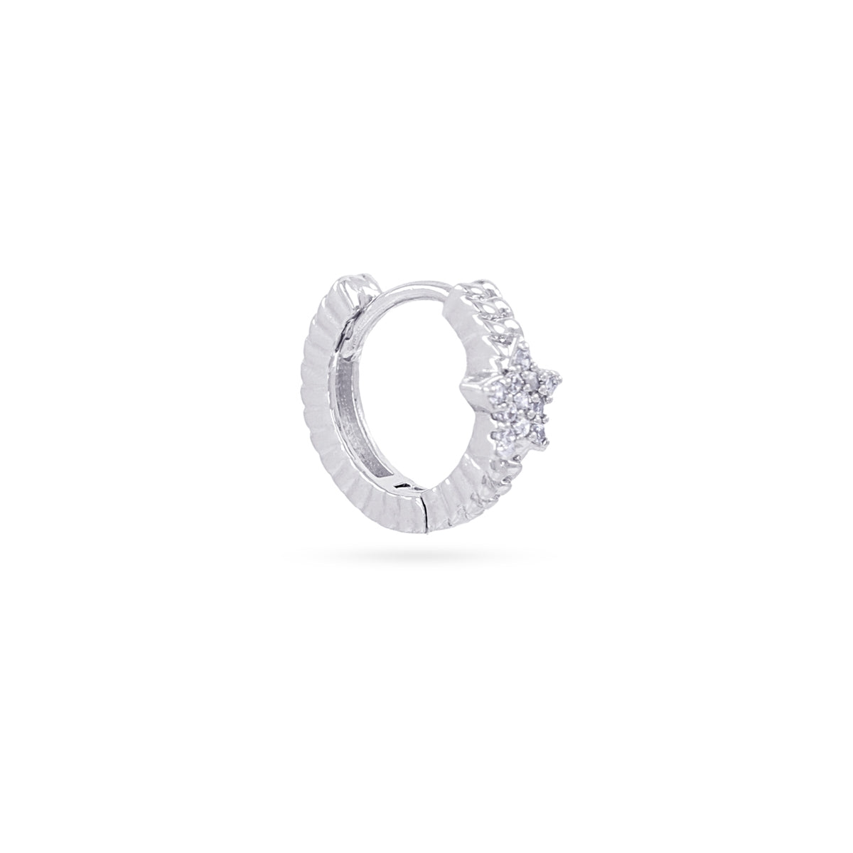 Piercing aro textura estrella circonitas Plateado Anartxy