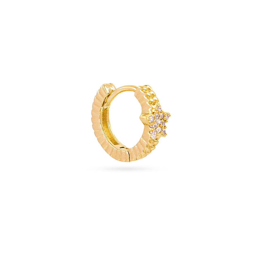 Piercing aro textura estrella circonitas Dorado Anartxy