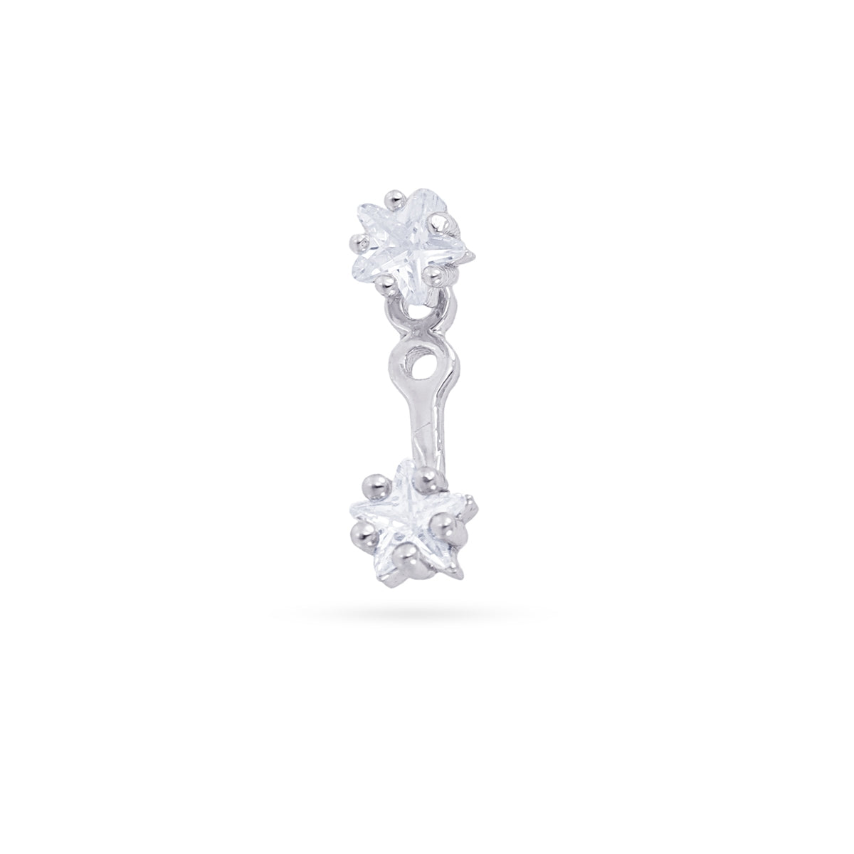 Piercing colgante doble estrella circonita Plateado Anartxy