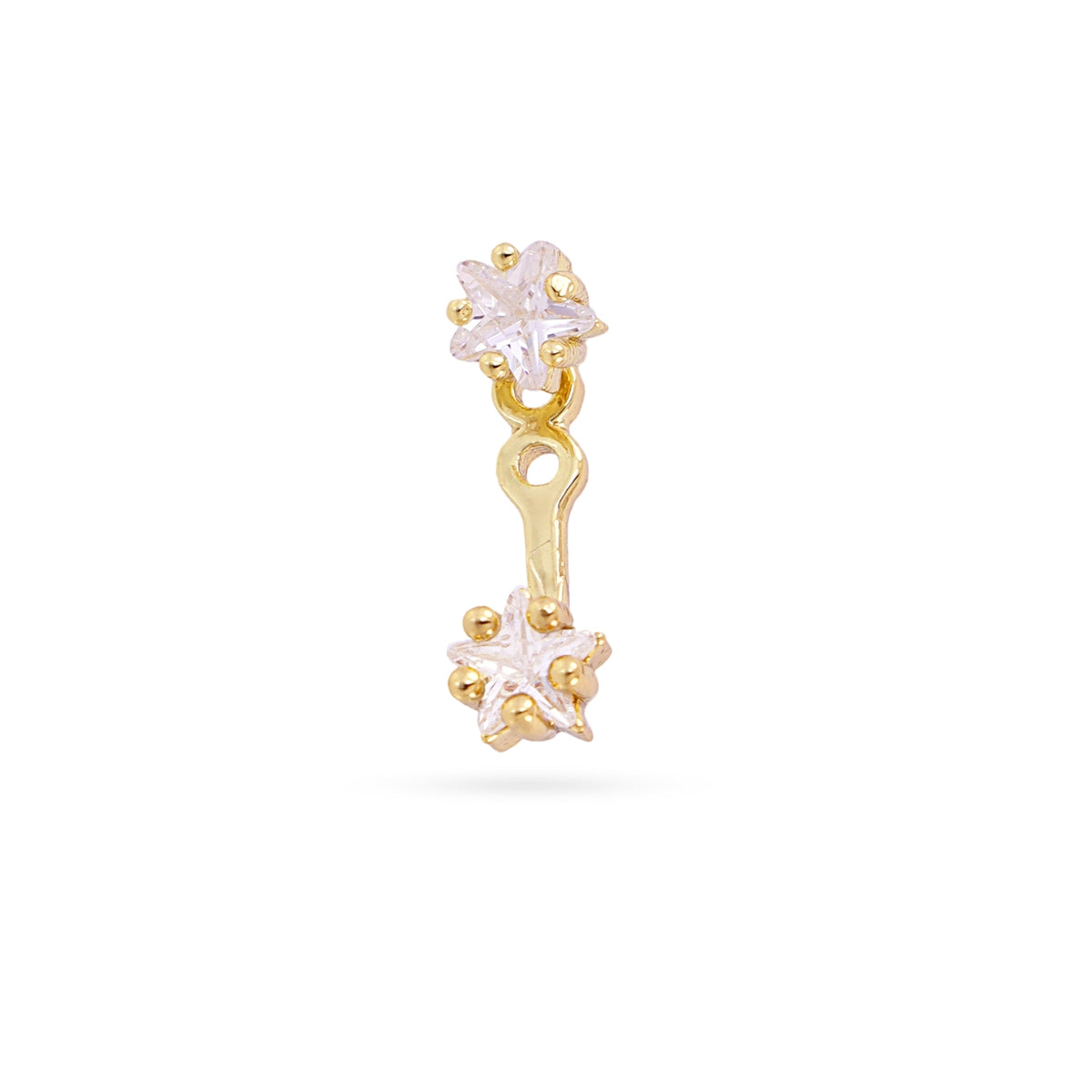 Piercing colgante doble estrella circonita Dorado Anartxy