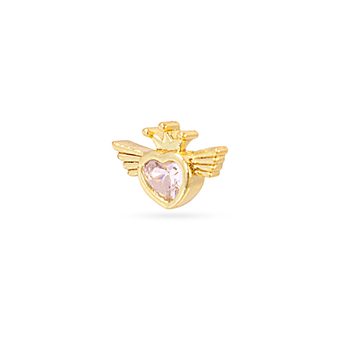 Piercing corazon con alas circonita Dorado Anartxy