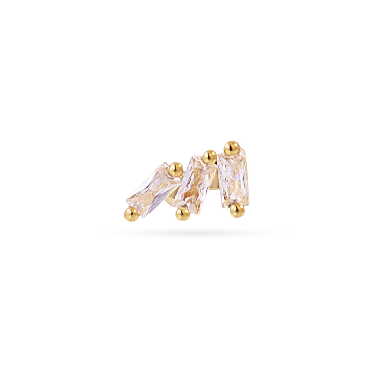 Piercing triple baguette circonitas Dorado Anartxy