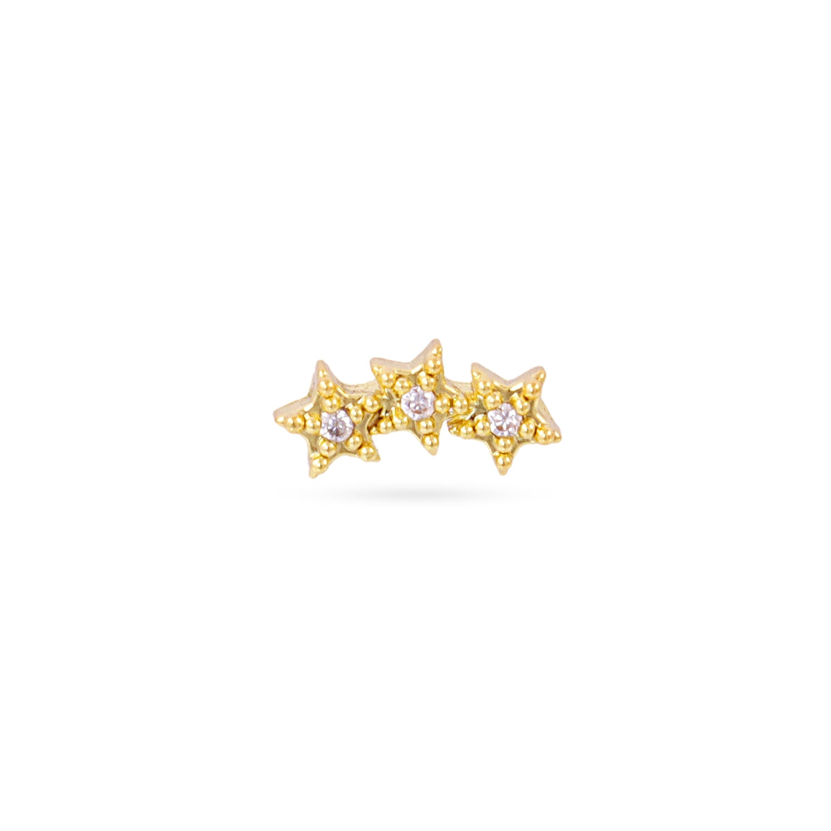 Piercing triple estrella circonitas Dorado Anartxy