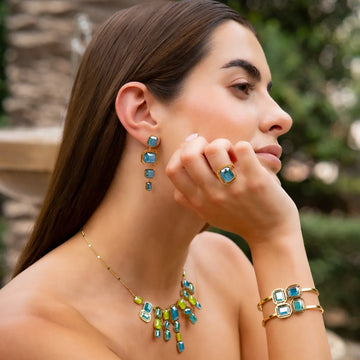 CONJUNTO PIXELS AZUL: anillo, collar, pendientes y pulsera Anartxy