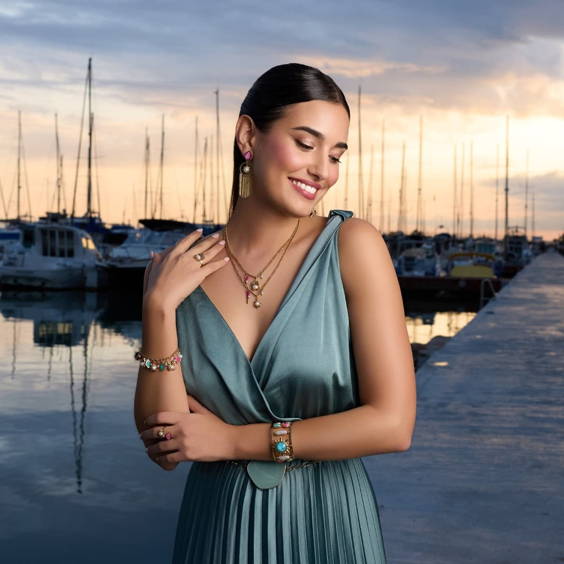 Pulsera Aqua Thalor Dorado Anartxy