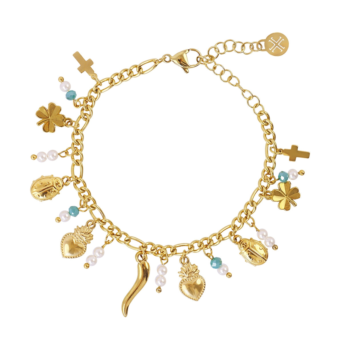 Pulsera Cornicello Fate Dorado Anartxy