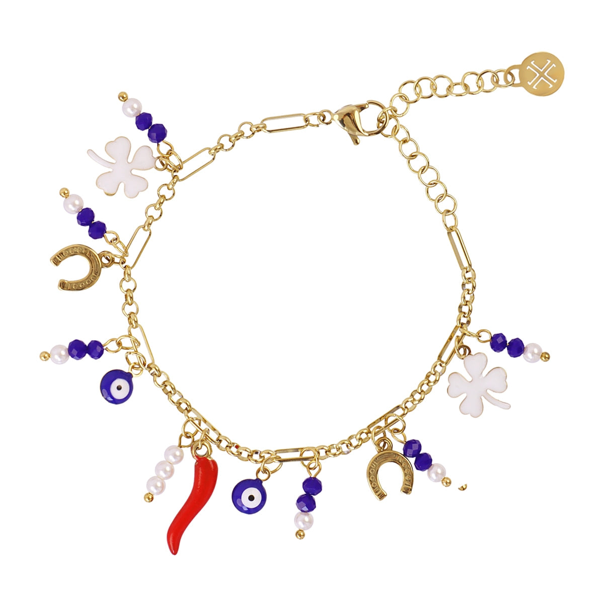 Pulsera Cornicello Horseshoe Rojo Anartxy